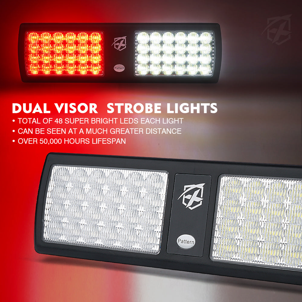 52020M-G1-WY White & Amber Dual Windshield Sun Visor Strobe Lights, Agent Series