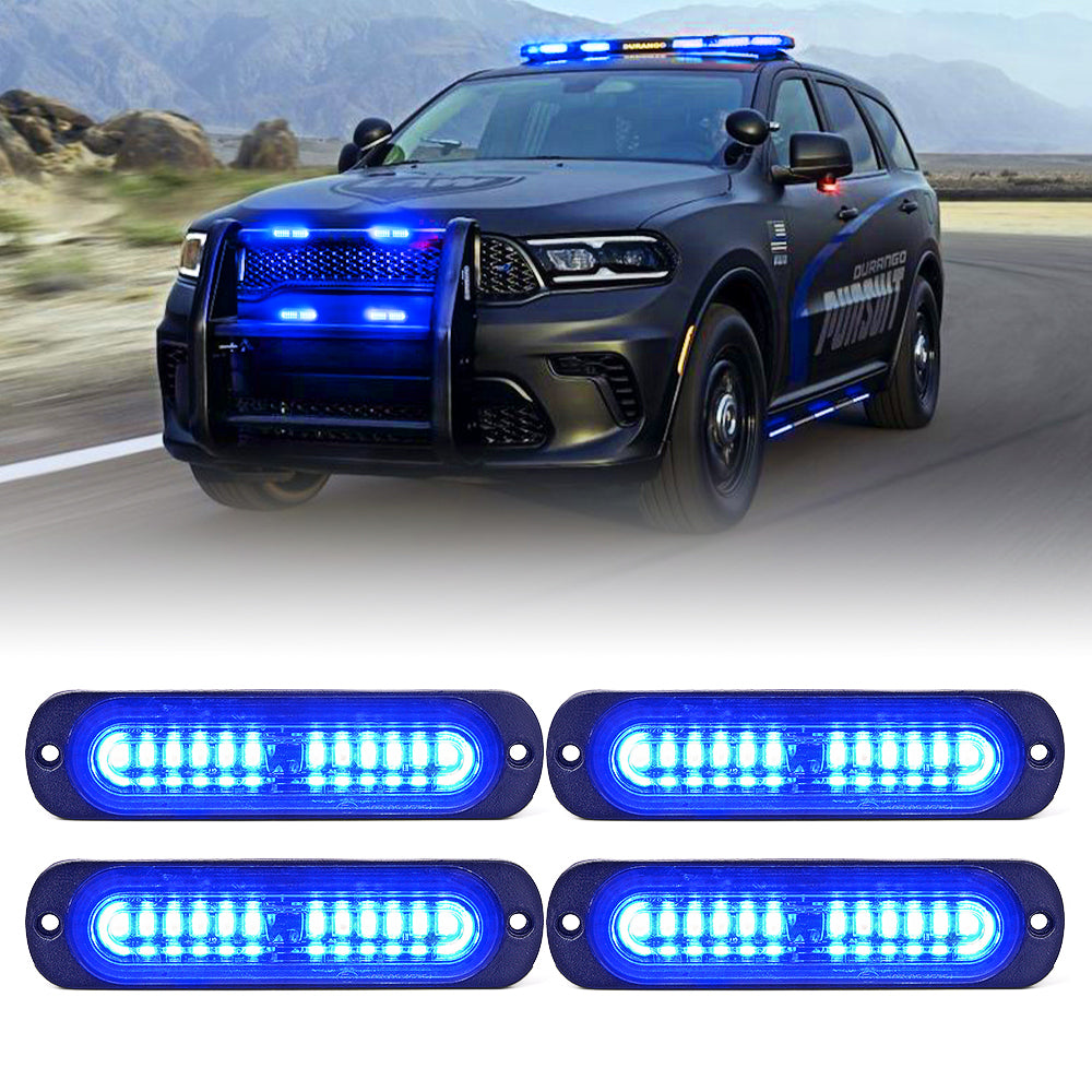 52026S-12-RB-4PC Red & Blue Flush Mount Side Marker Emergency Strobe Light, Alert 12 Series - Set of 4