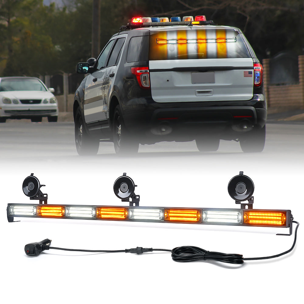 TAL-COB-G1-8M-WY 35 in. White & Amber Traffic Advisor Strobe Light Bar, Controller COB LED 8 Series