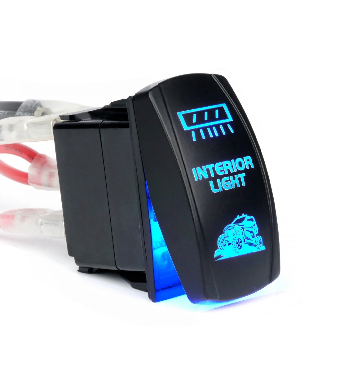 UTV-CM-SWITCH 5 Pin Laser Blue Center Mirror Interior Light SPST On & Off Rocker Switch