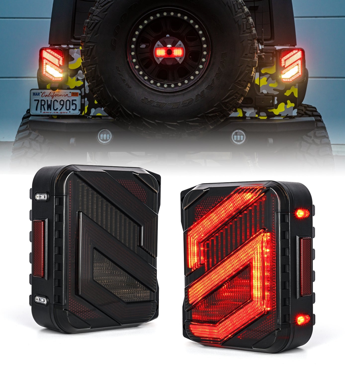 XP-JL-TL-JK-G12-CLR Jeep Wrangler JK Tail Lights, Savage Series