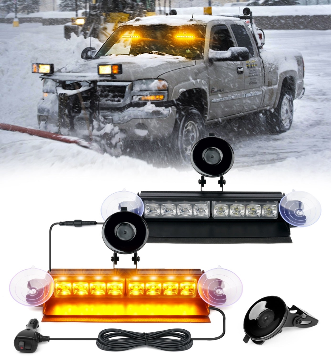 WSL-G3-8IN-Y Amber Emergency Dash Strobe Lights