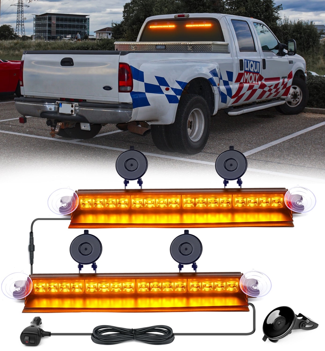 WSL-G3-16IN-Y Amber Windshield Dash Strobe Lights