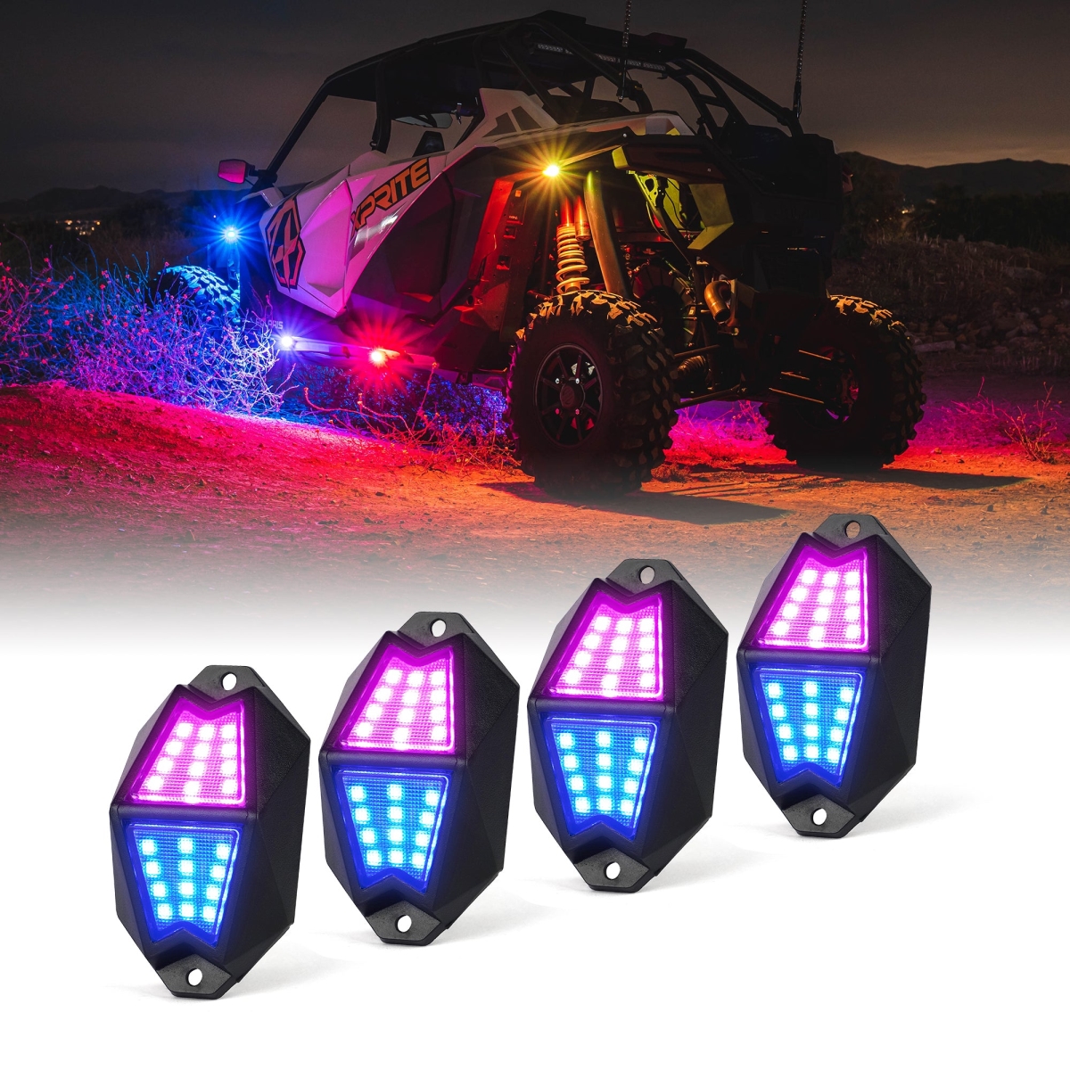 DL-RL-G8-6PC LED RGB-W Rock Lights, Multi Color - 6 Piece