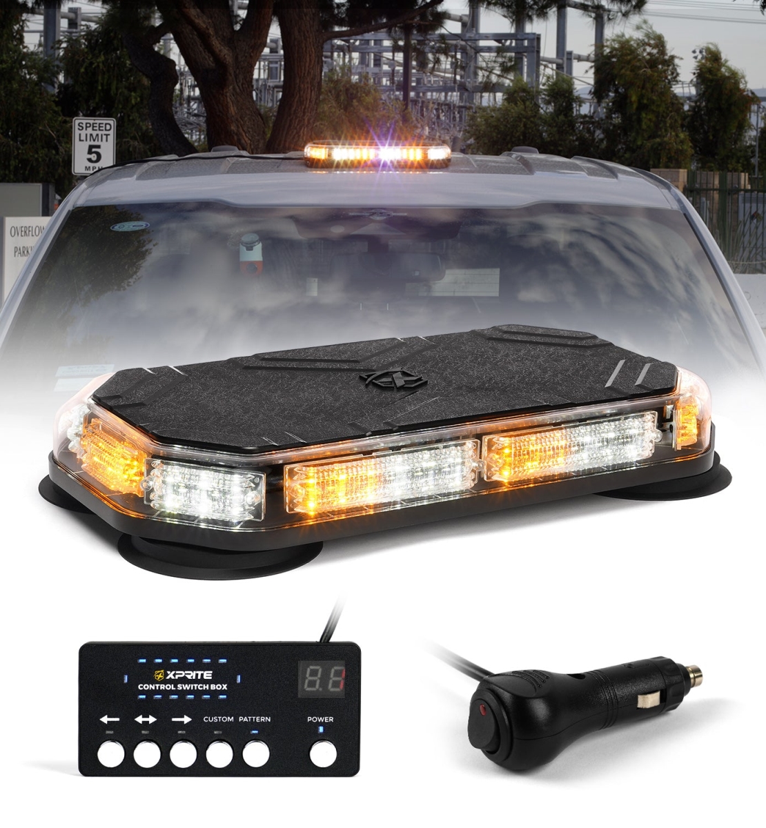 XP-SLL-C120-G1-Y Amber LED Emergency Strobe Light with Magnetic Mount
