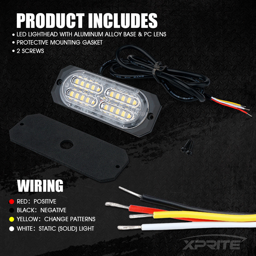 52025-G3-WB White & Blue Surface Mount Grille Emergency Strobe Lights