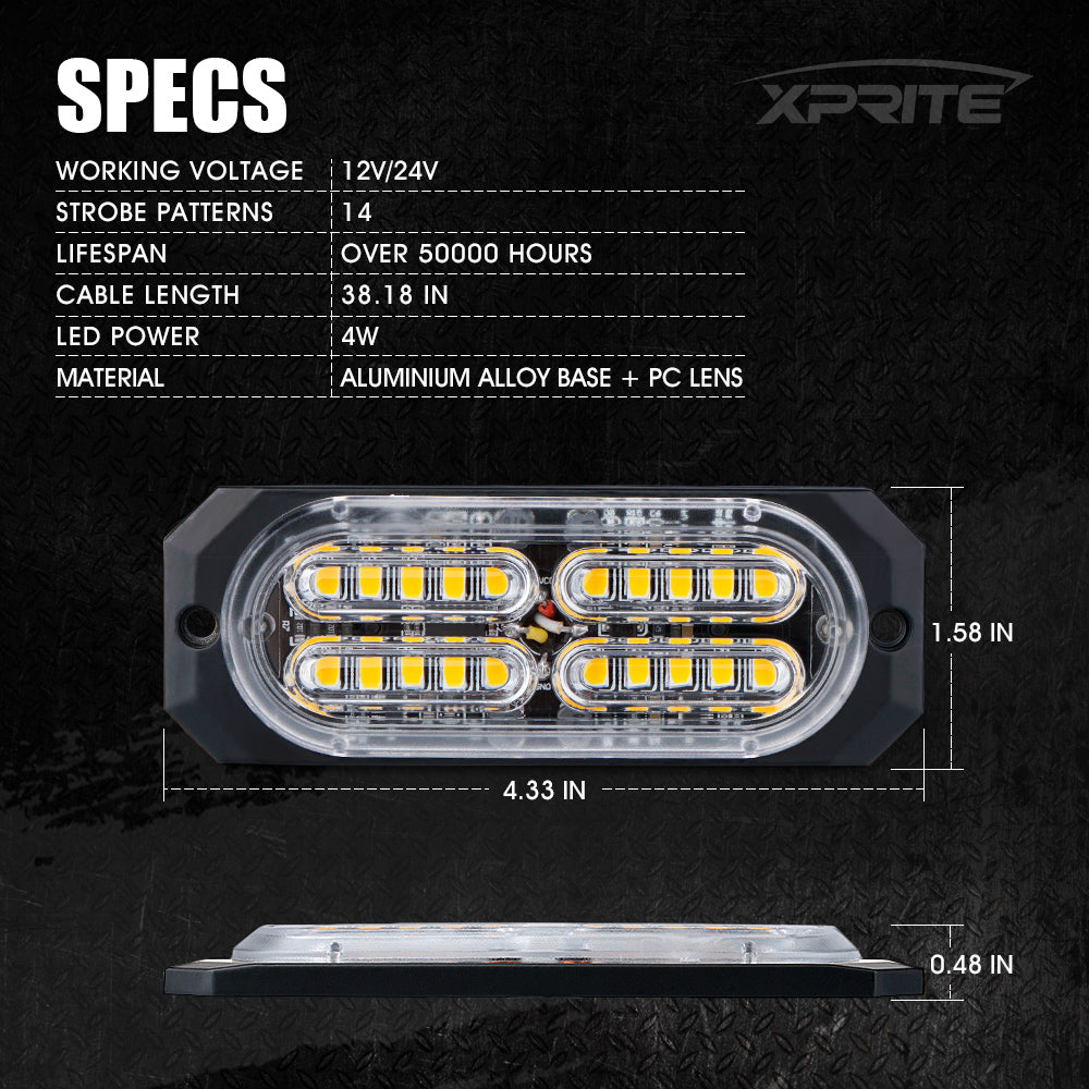 Red & Blue Surface Mount Grille Emergency Strobe Lights