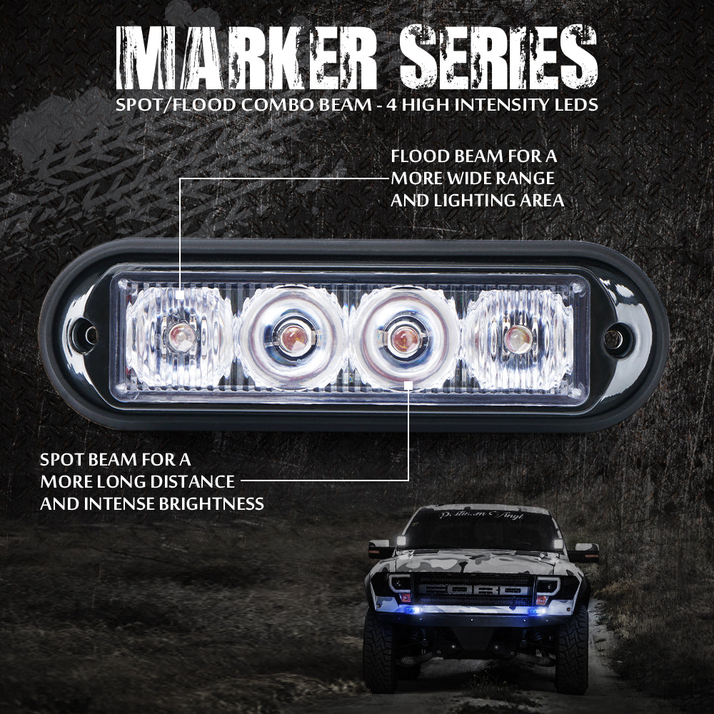 52025-G2-W White Surface Mount Grille Strobe Light Head, Marker Series