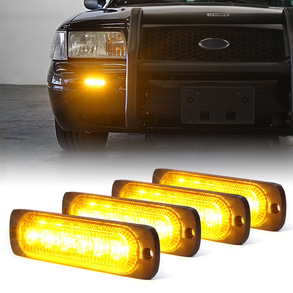 52026T-6-Y-4PC Amber Alert 6 Series 6 watt Flush Mount Side Marker Emergency Strobe Light, Set of 4