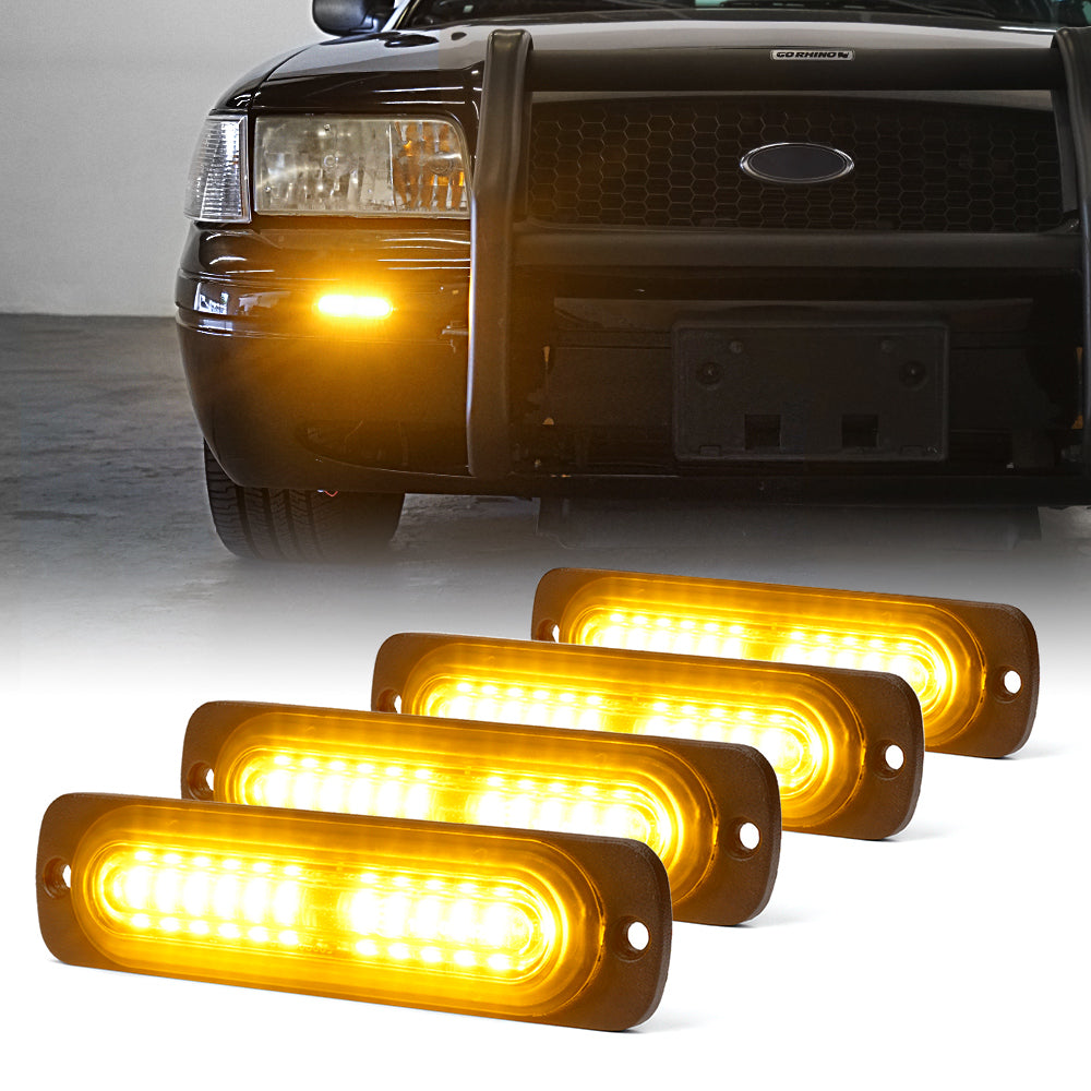 52026S-12-Y-4PC Amber Flush Mount Side Marker Emergency Strobe Light, Alert 12 Series - Set of 4