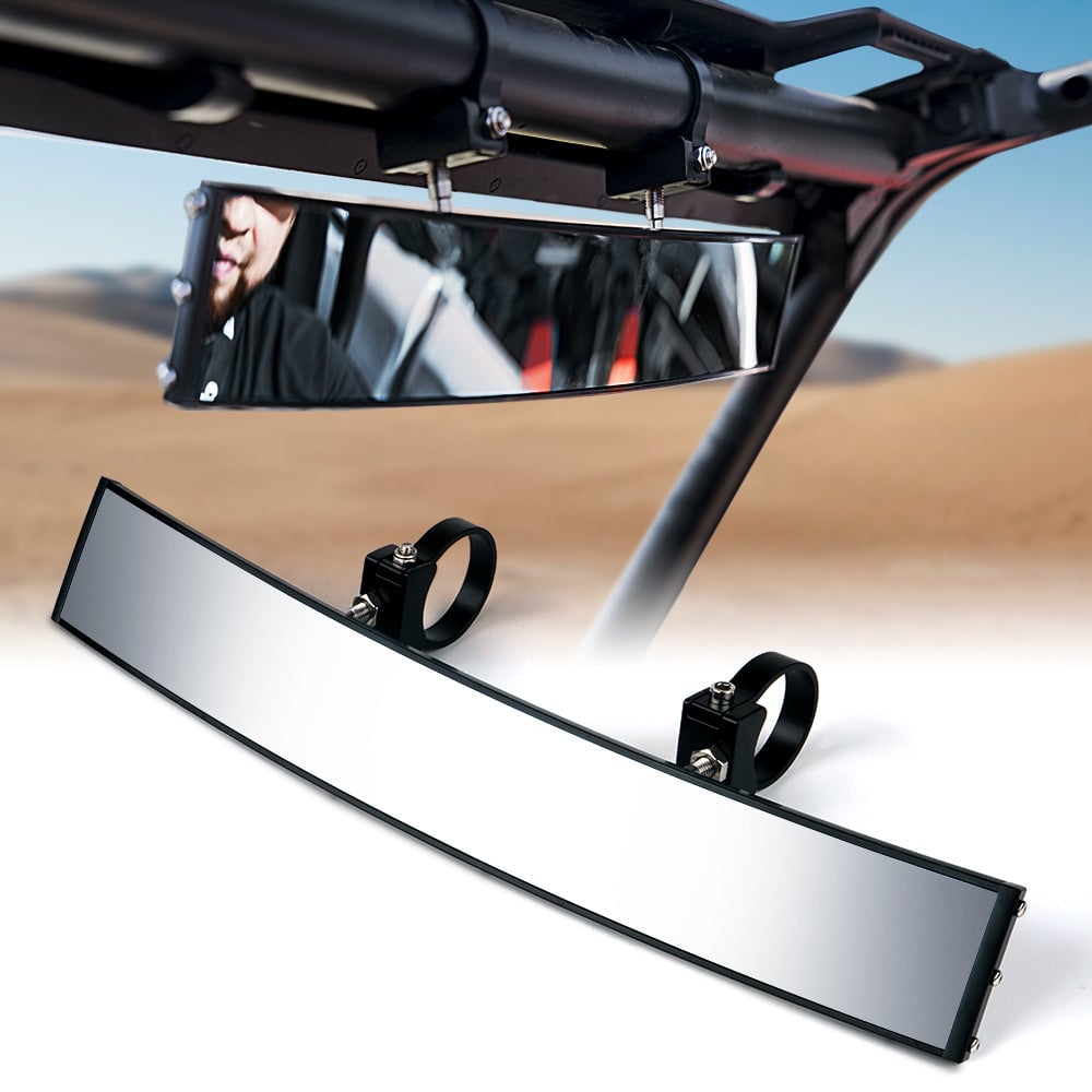 UTV-CM-G2 17.5 in. Convex Rear Wide View Tempered Glass Mirror for Rollbars