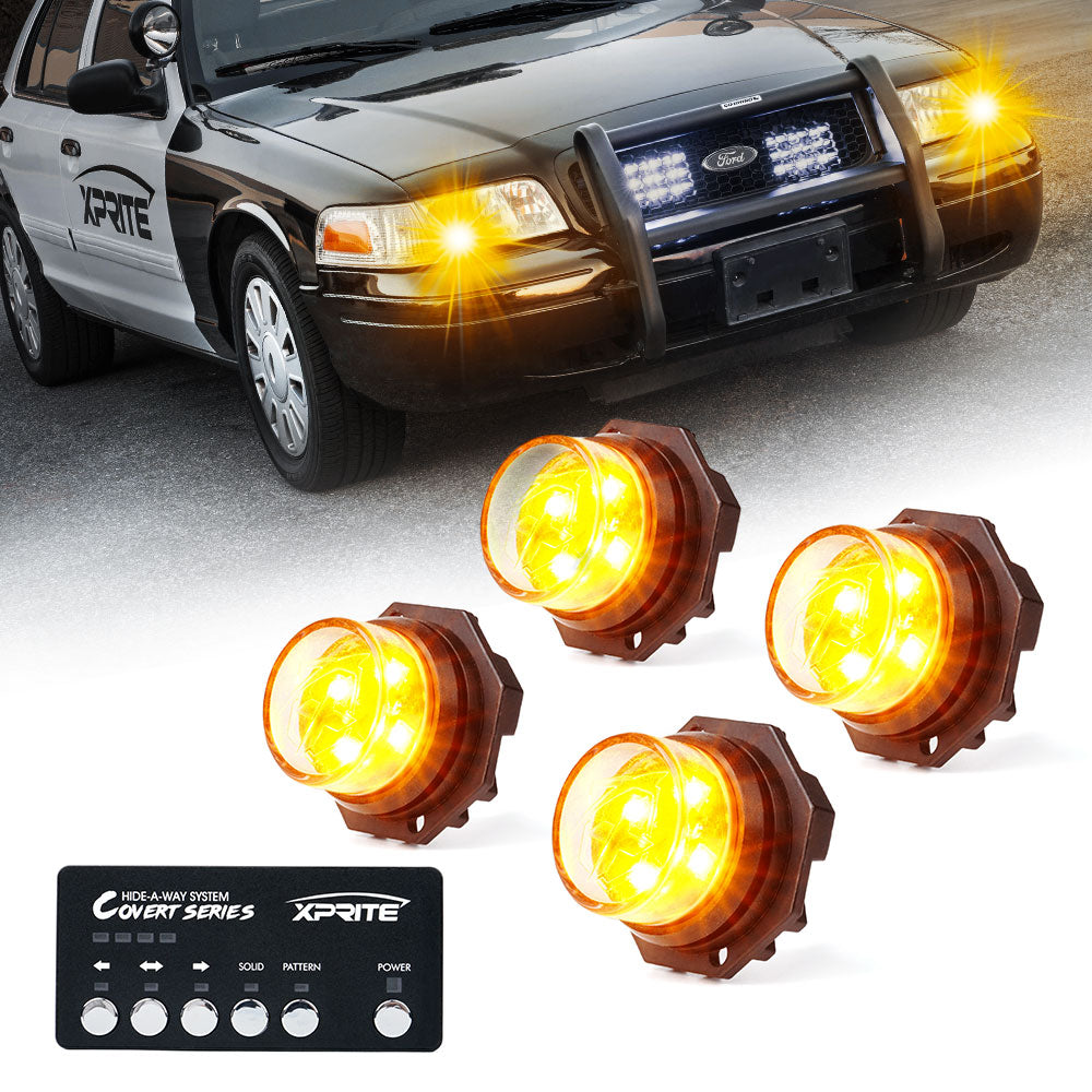 52013-4-WY White & Amber LED Hideaway Strobe Lights, Covert Series