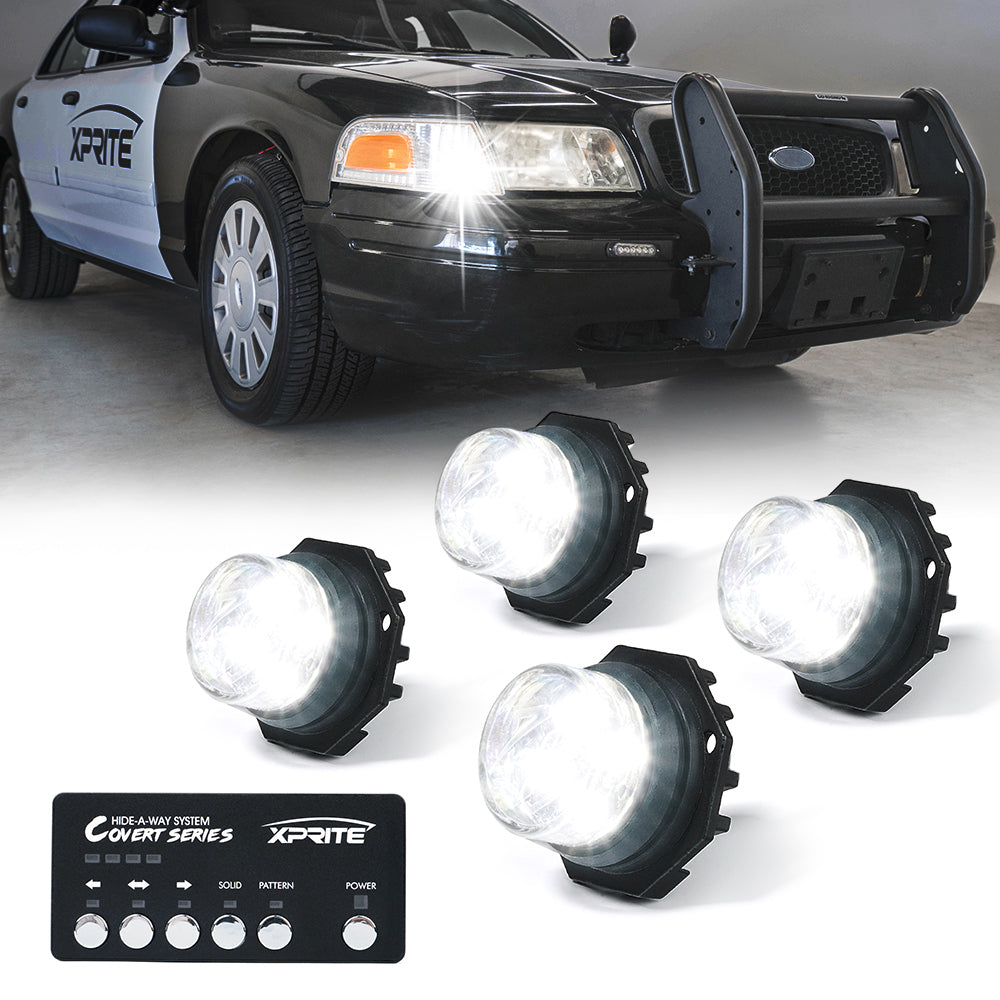 52013-6-WY White & Amber LED Hideaway Strobe Lights, Covert Series