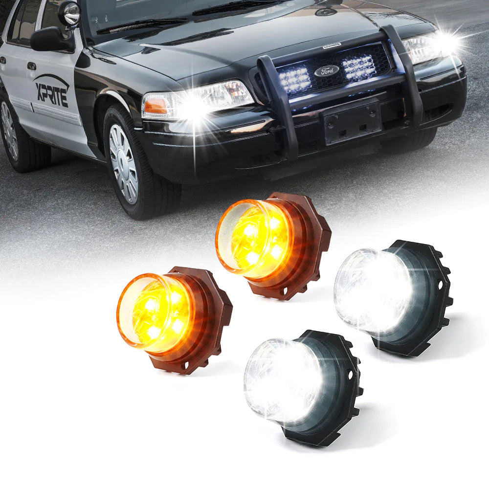 52013-8-WY White & Amber LED Hideaway Strobe Lights, Covert Series
