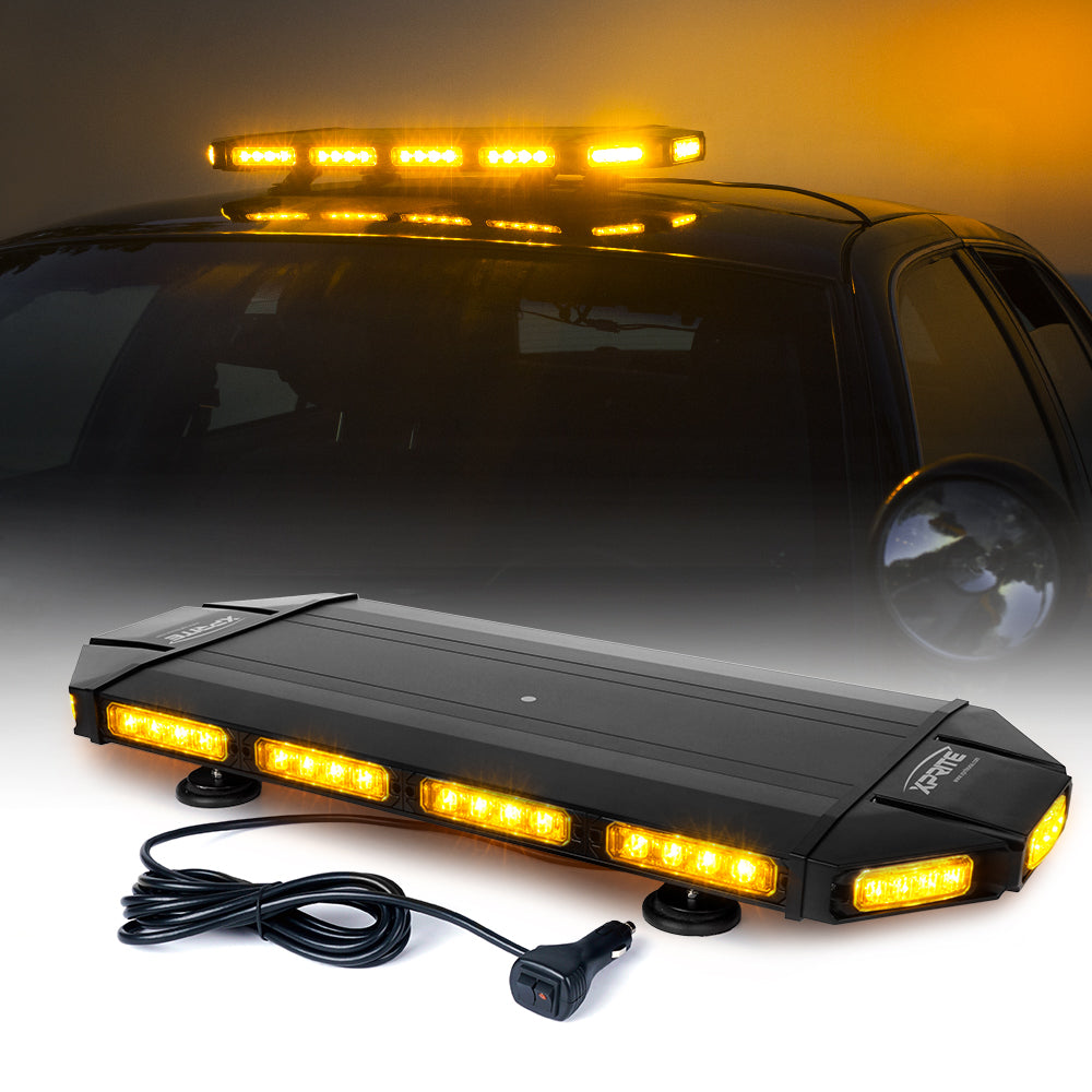 SL-B419-27IN-G1-Y Amber Professional Emergency Rooftop Strobe LED Light Bar, Black Hawk Series