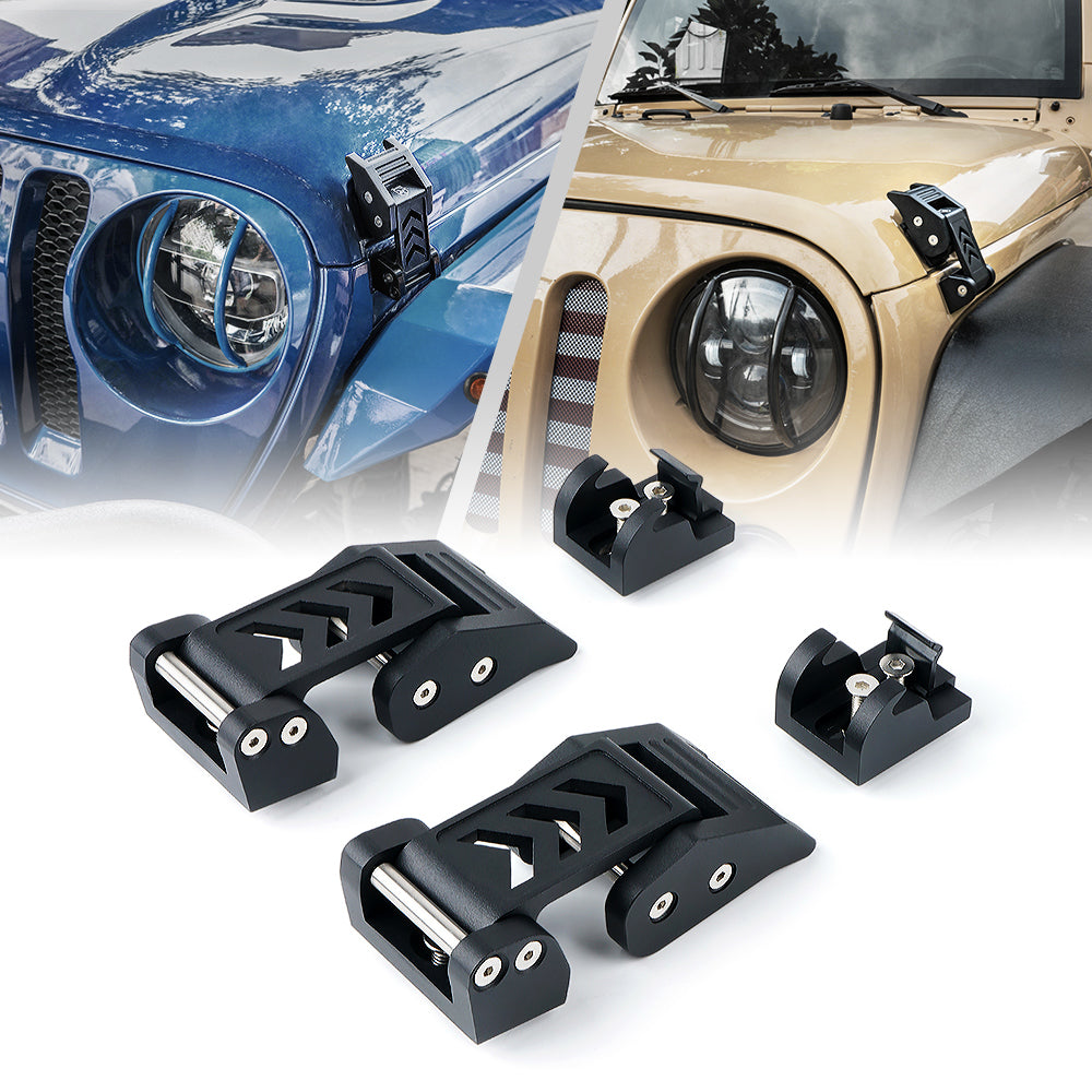 ZS-0104 Black Aluminum Hood Latch Kit for 2007-2018 Jeep Wrangler JK & 2018 Plus Jeep Wrangler JL
