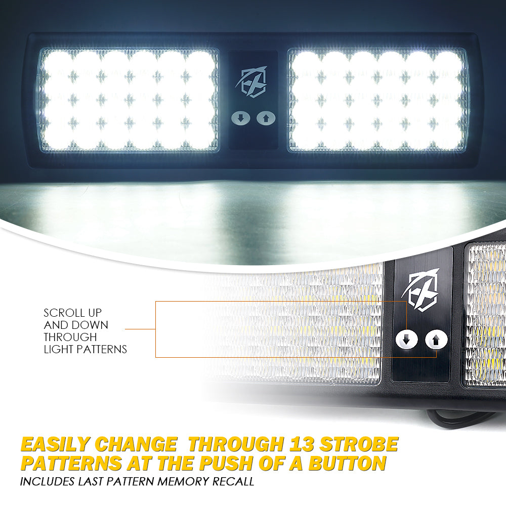 52019-Y Amber Windshield Visor 48 LED Strobe Lights, Decoy Series
