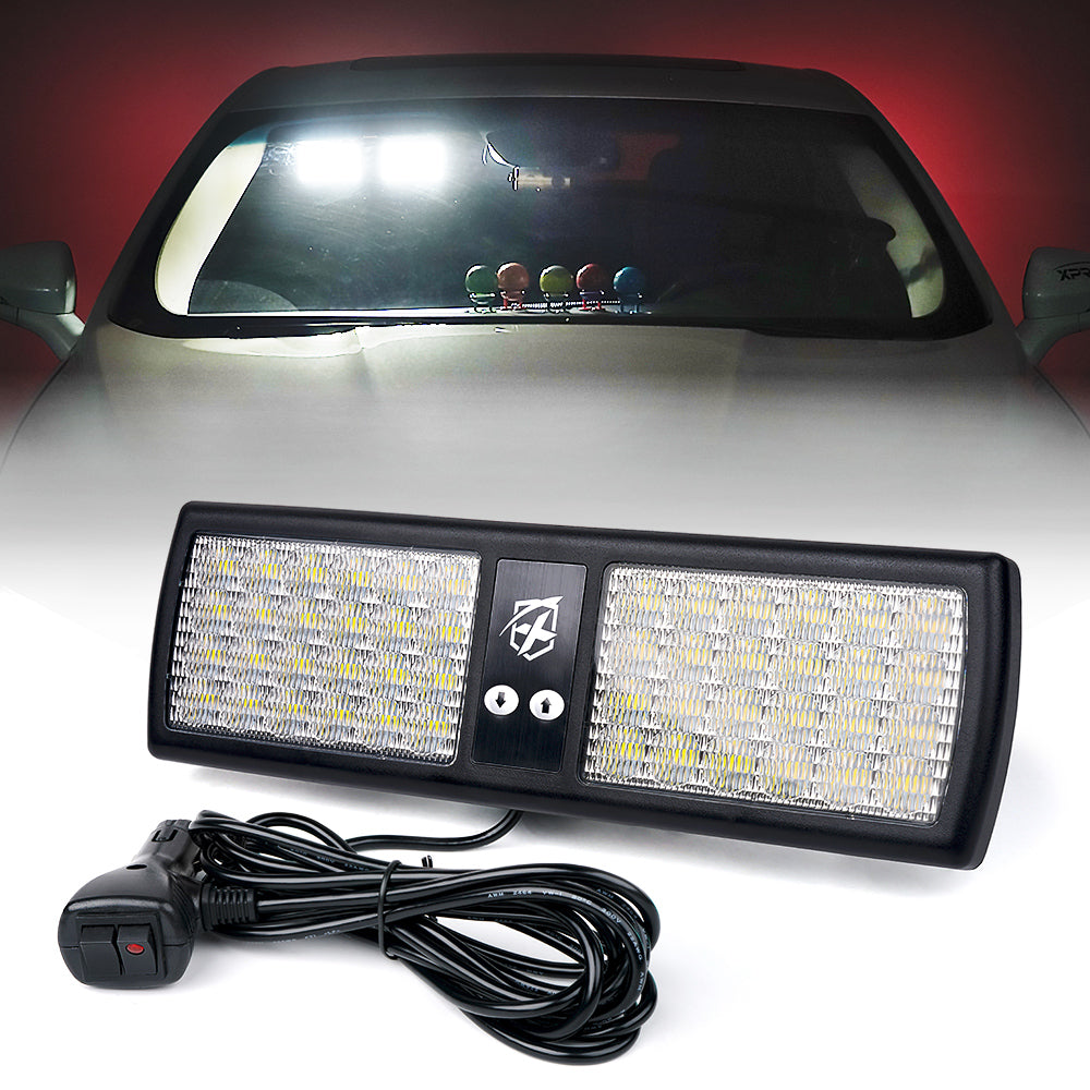 52019-W White Windshield Visor 48 LED Strobe Lights, Decoy Series