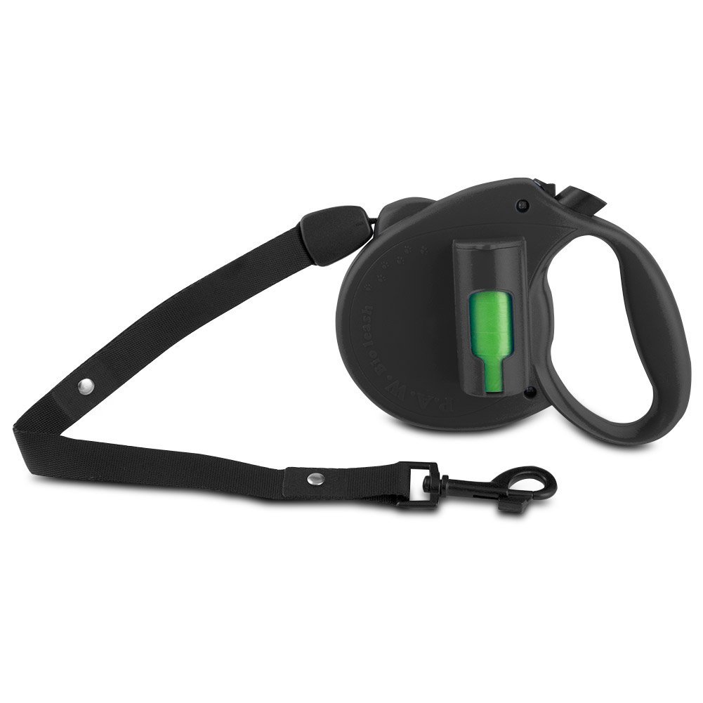 Picture of EC Solutions BL-1967 Paw Bio Retractable Leash with Green Pick-up Bags&#44; Black