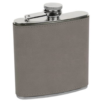 Picture of Erie 216 FSK619 6 oz Leatherette Wrapped Stainless Steel Flask - Gray