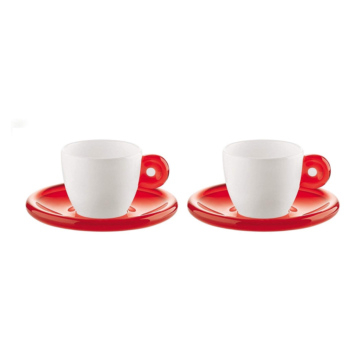 Picture of Fratelli Guzzini 26690065 Gocce Esspresso Cups & Saucers&#44; Red - Set of 2