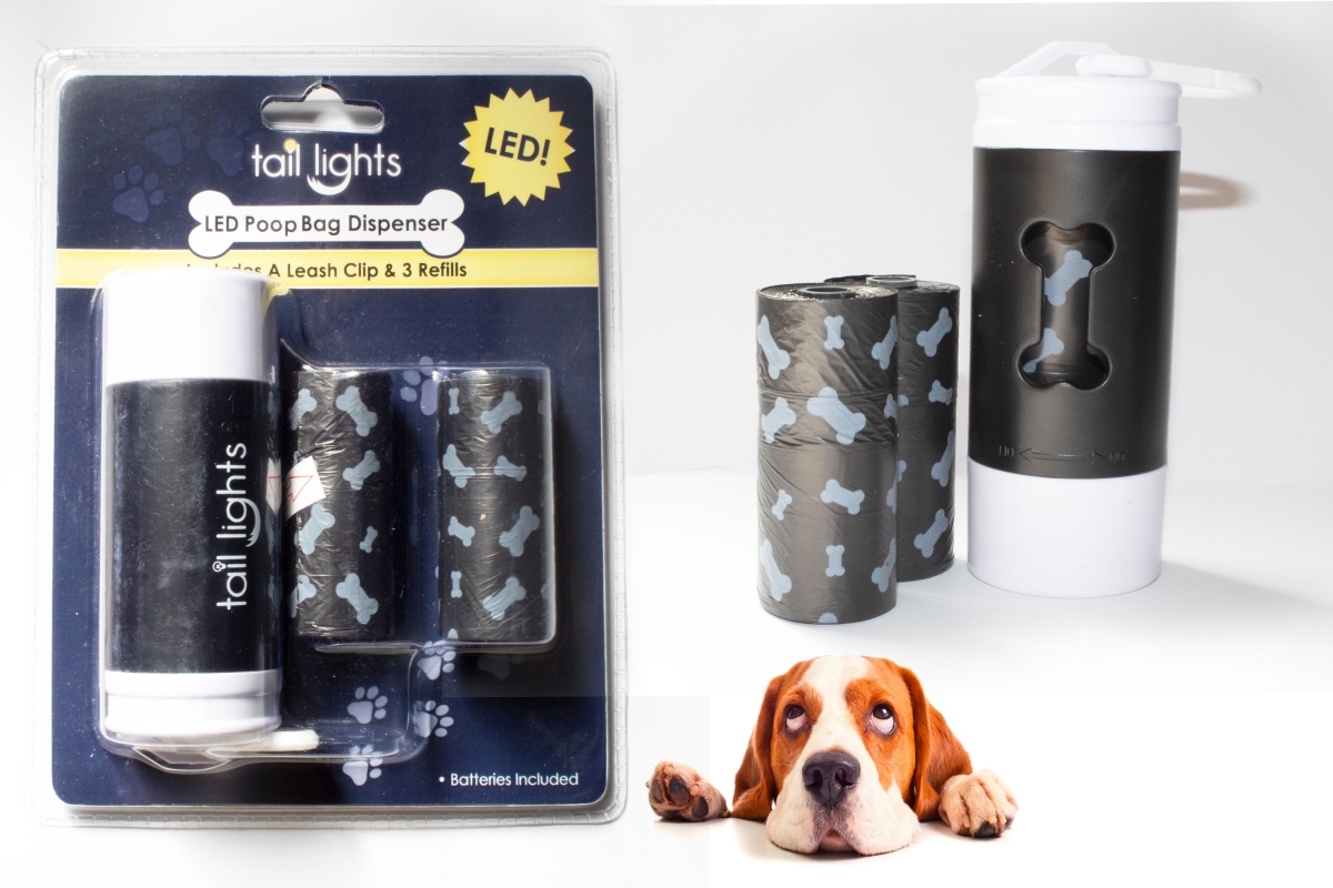 Picture of Xtreme Time TL017BK Tail Lights LED Pet Poop Bag Dispenser with 3 Refills Pack, Black