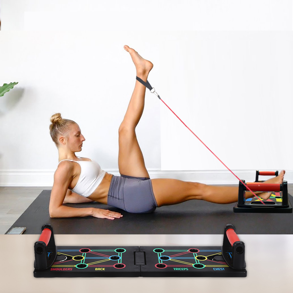 Ztech 9-in-1 Push Up Rack Board Fitness System with Resistance Bands, Multi Color