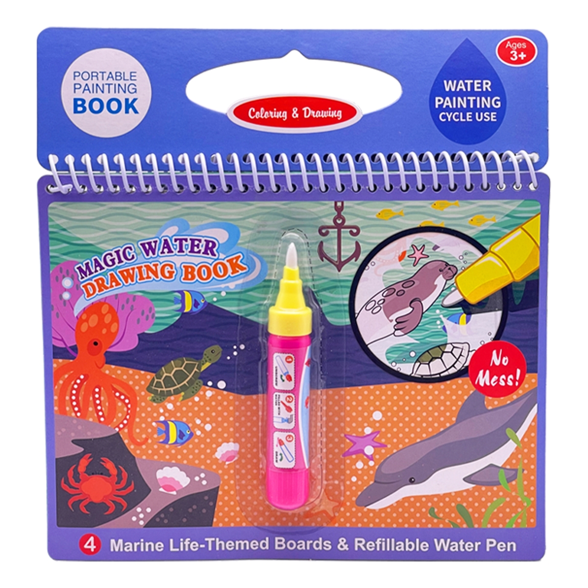 Picture of Zunammy FS1056-M7 Marine-Life Themed Water Drawing Book with Refillable Water Pen