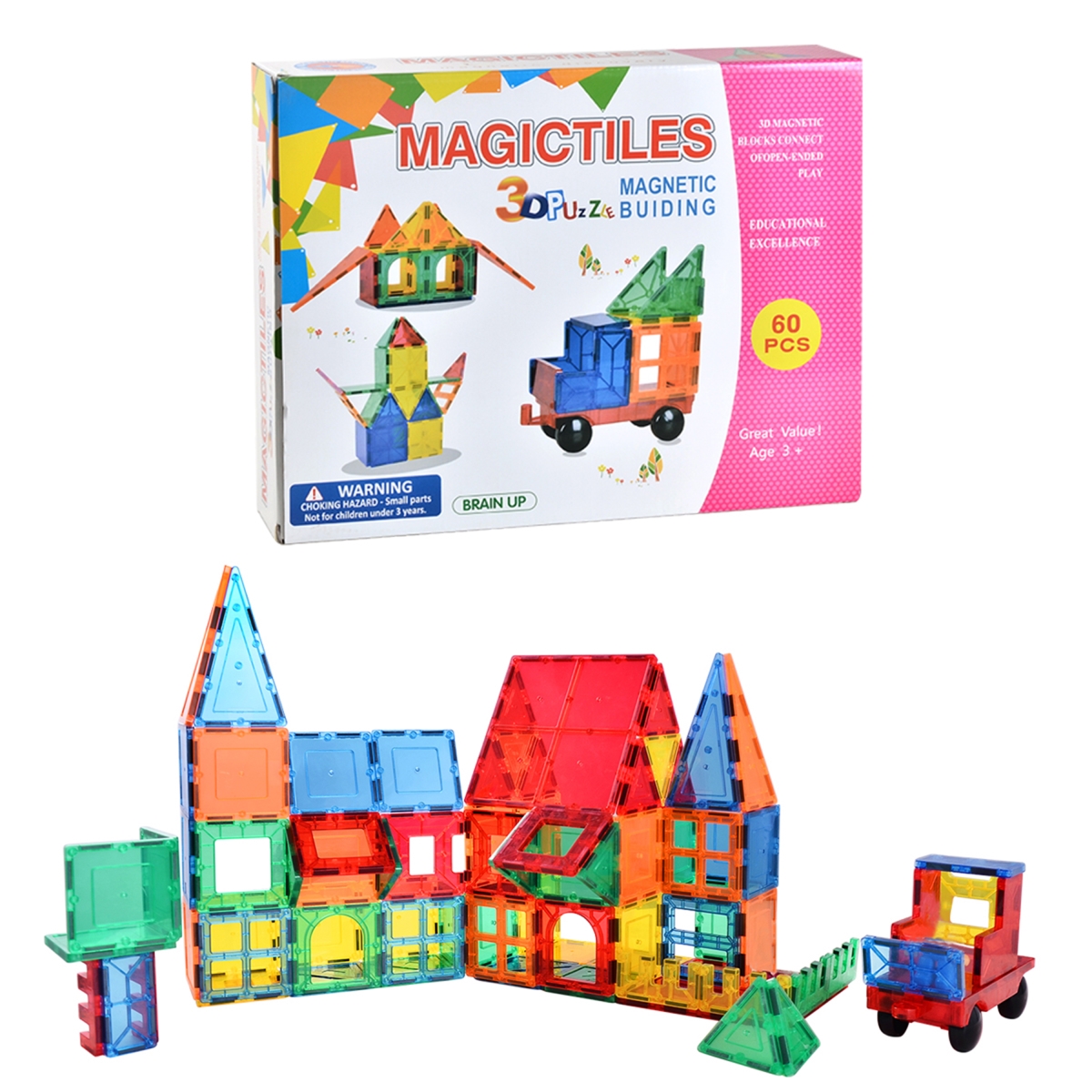 Picture of Zummy FS1146 60 Piece Magnetic Tiles Set