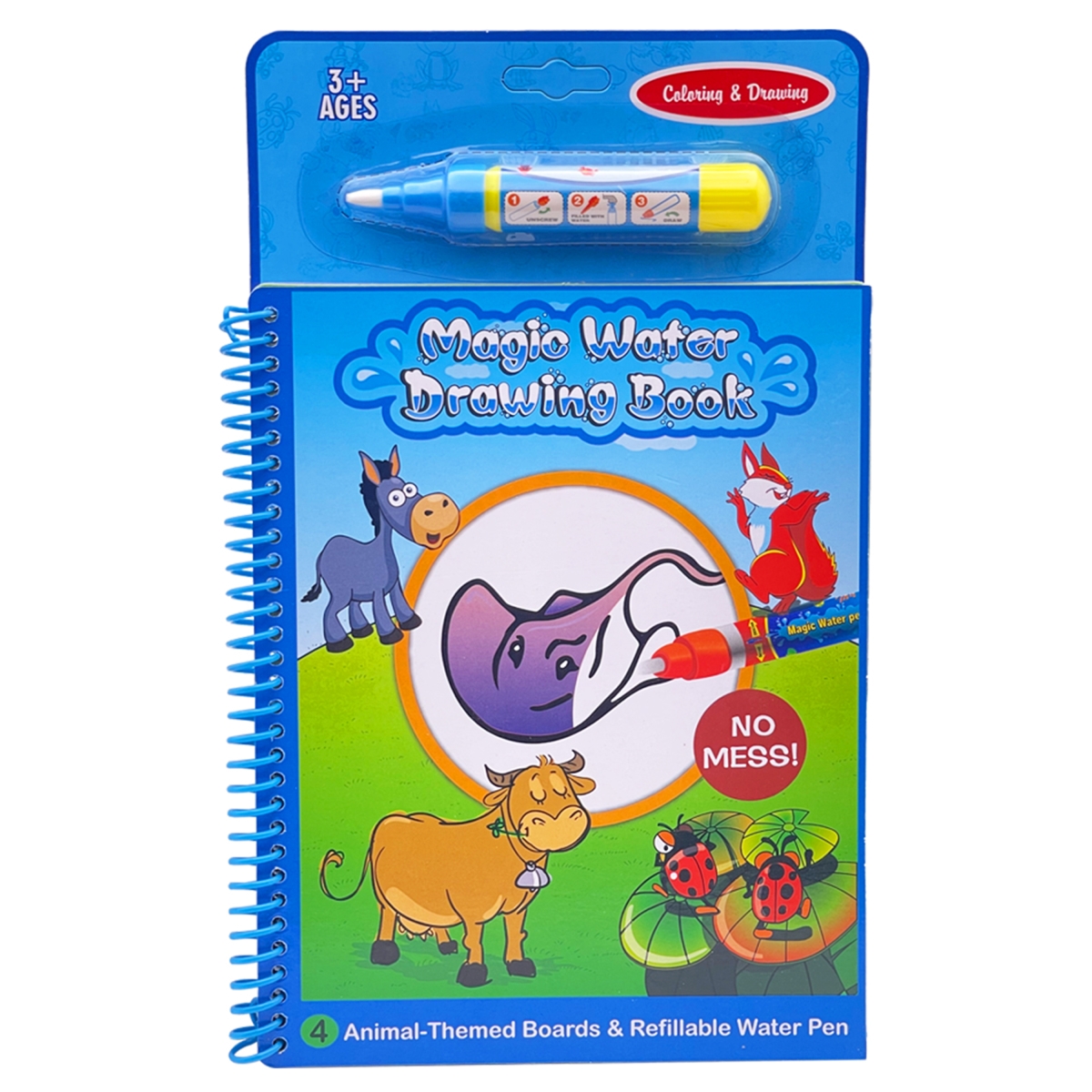 Picture of Zunammy FS1056-M10 Animals Themed Water Drawing Book with Refillable Water Pen