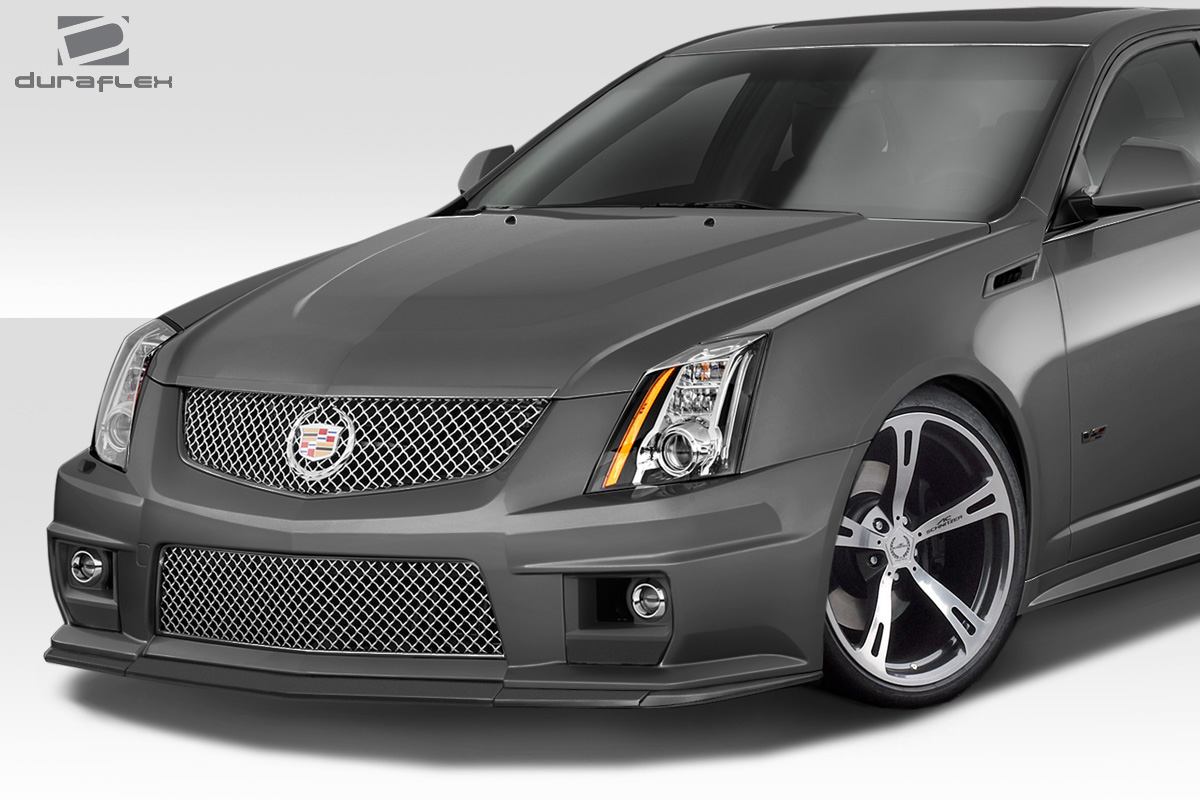 112703 2009-2013 Cadillac CTS-V G2 Front Splitter, Signature Black - 3 Piece