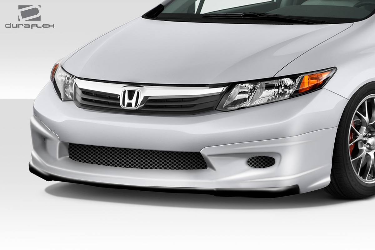 2012-2012 Honda Civic 4DR Type M Front Lip Spoiler, Signature Black - 1 Piece