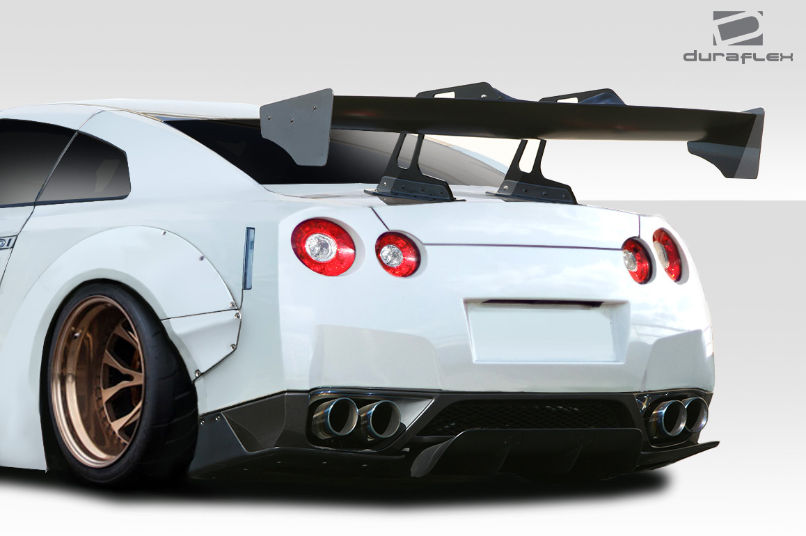 113510 2009-2017 Nissan GT-R R35 LBW Rear Diffuser & Splitters, Signature Black - 3 Piece