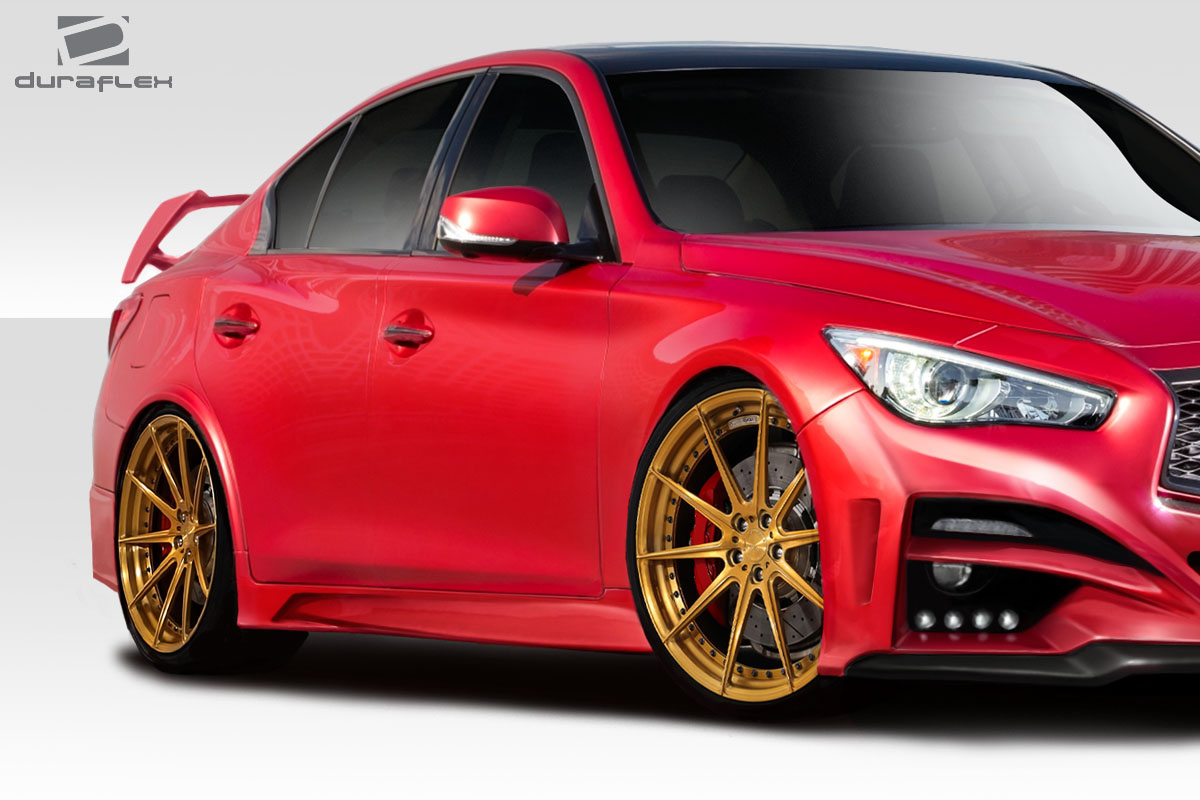 113537 2014-2017 Infiniti Q50 Impulse Side Skirts, Signature Black - 2 Piece