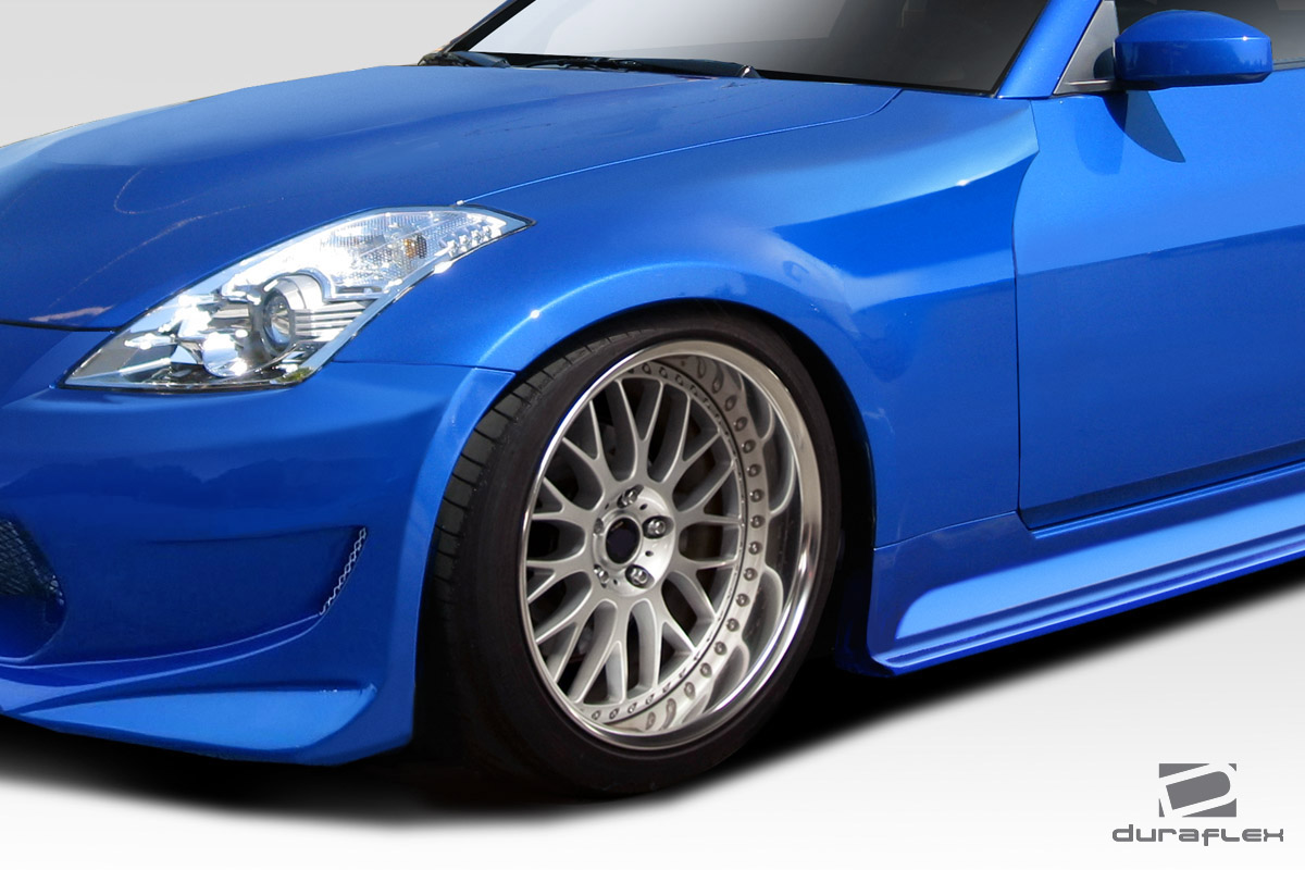 113548 2003-2008 Nissan 350Z Z33 Demon Front Fenders, Signature Black - 2 Piece