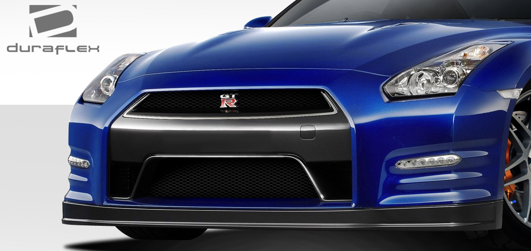 112114 2009-2017 Nissan GT-R R35 OEM Facelift Conversion Front Lip Under Air Dam Spoiler, Signature Black - 2 Piece