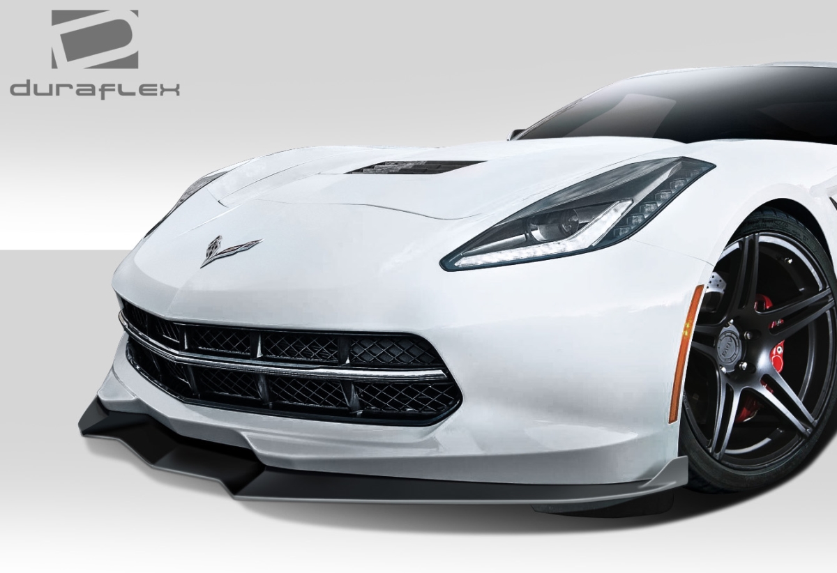 2014-2017 Chevrolet Corvette C7 GT Concept Front Lip Under Air Dam Spoiler - Signature Black - 1 Piece