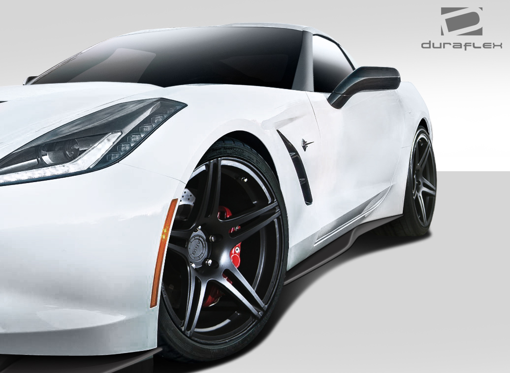 112368 2014-2017 Chevrolet Corvette C7 Thunderbolt Side Splitters, Signature Black - 2 Piece
