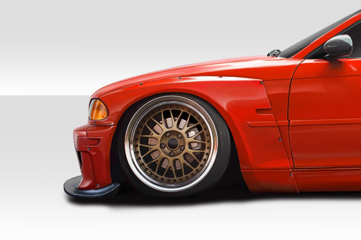 115153 4 Piece Circuit Wide Body Front Fender Flares for 1999-2001 BMW 3 Series E46 4DR, Signature Black