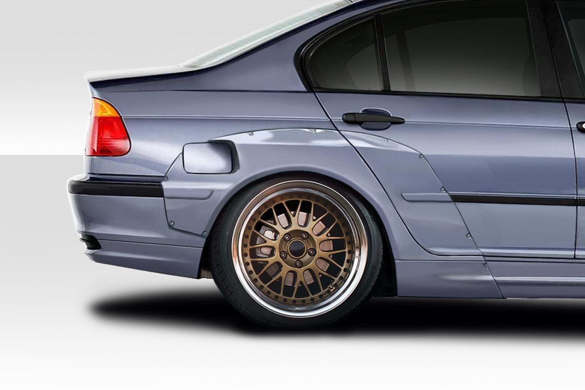 115154 4 Piece Circuit Wide Body Rear Fenders Flares for 1999-2001 BMW 3 Series E46 4DR, Signature Black