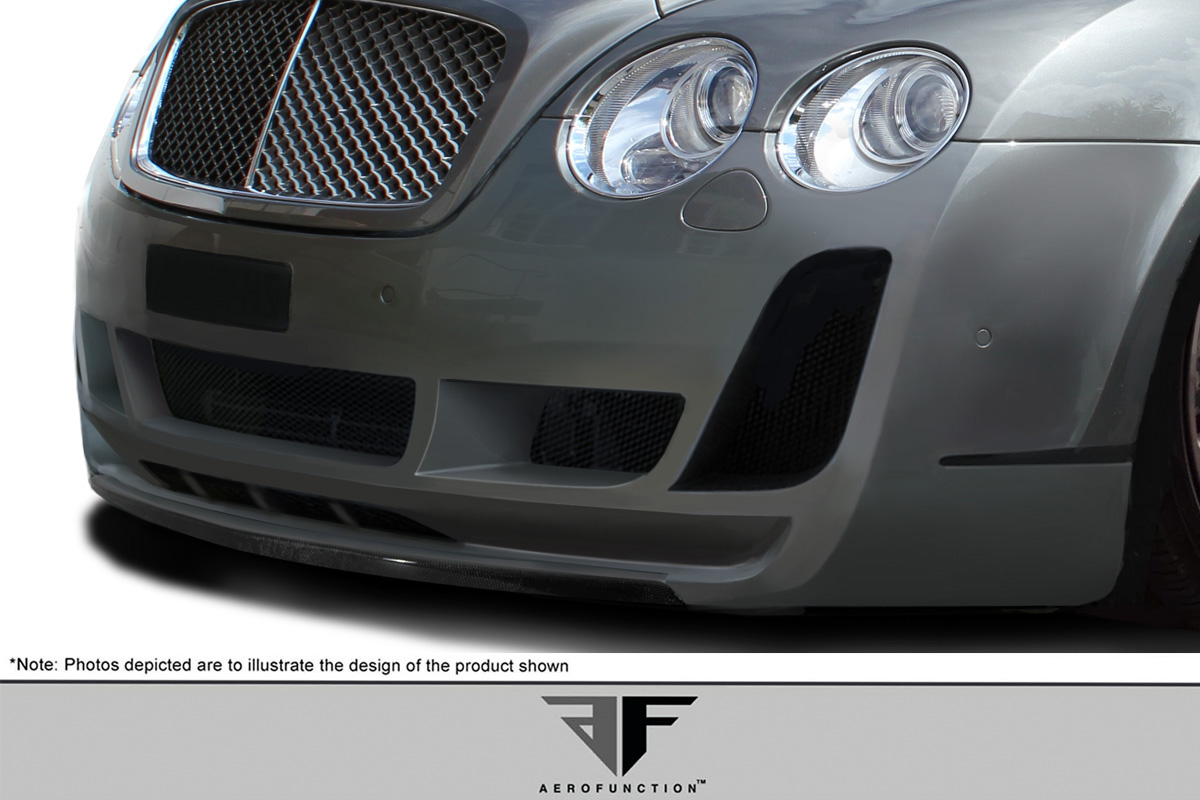 113189 2003-2010 Bentley Continental GT GTC AF-2 Front Lip Spoiler, Signature Black - 1 Piece