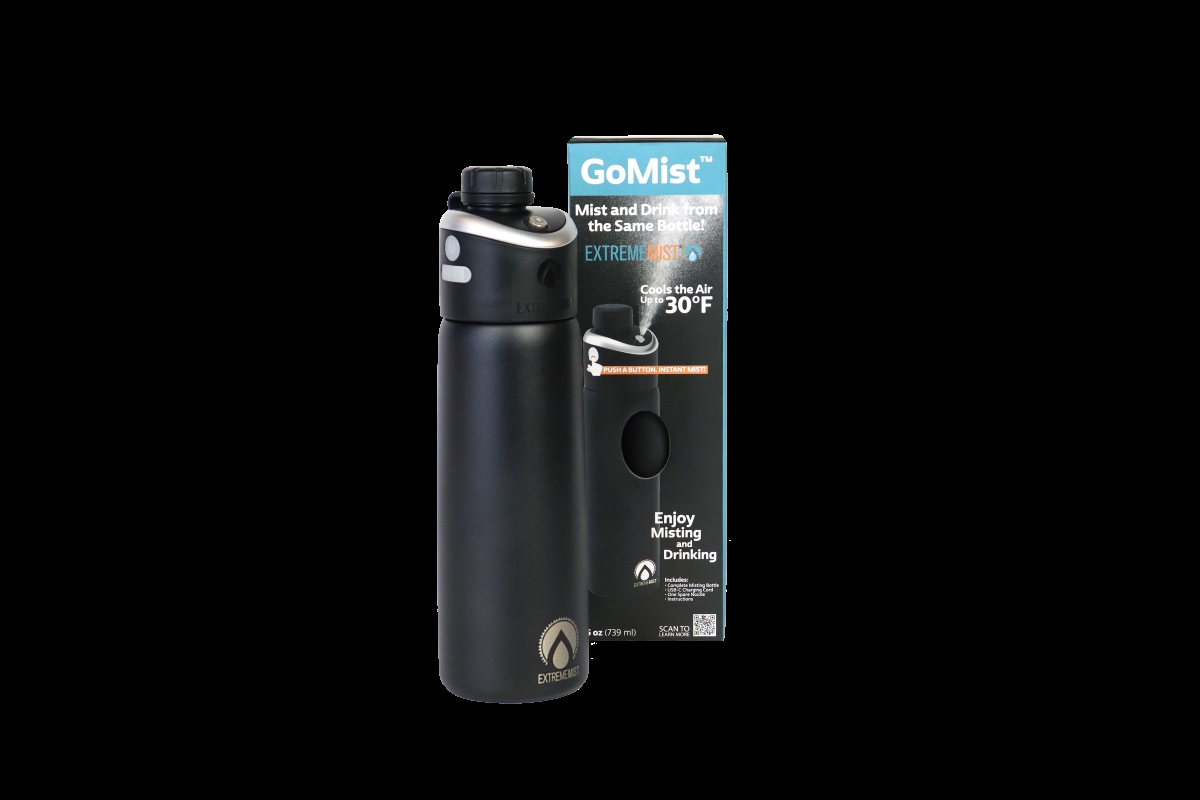 Picture of ExtremeMIST 7293467 GoMist Drinking & Misting Water Bottle - Black 25oz