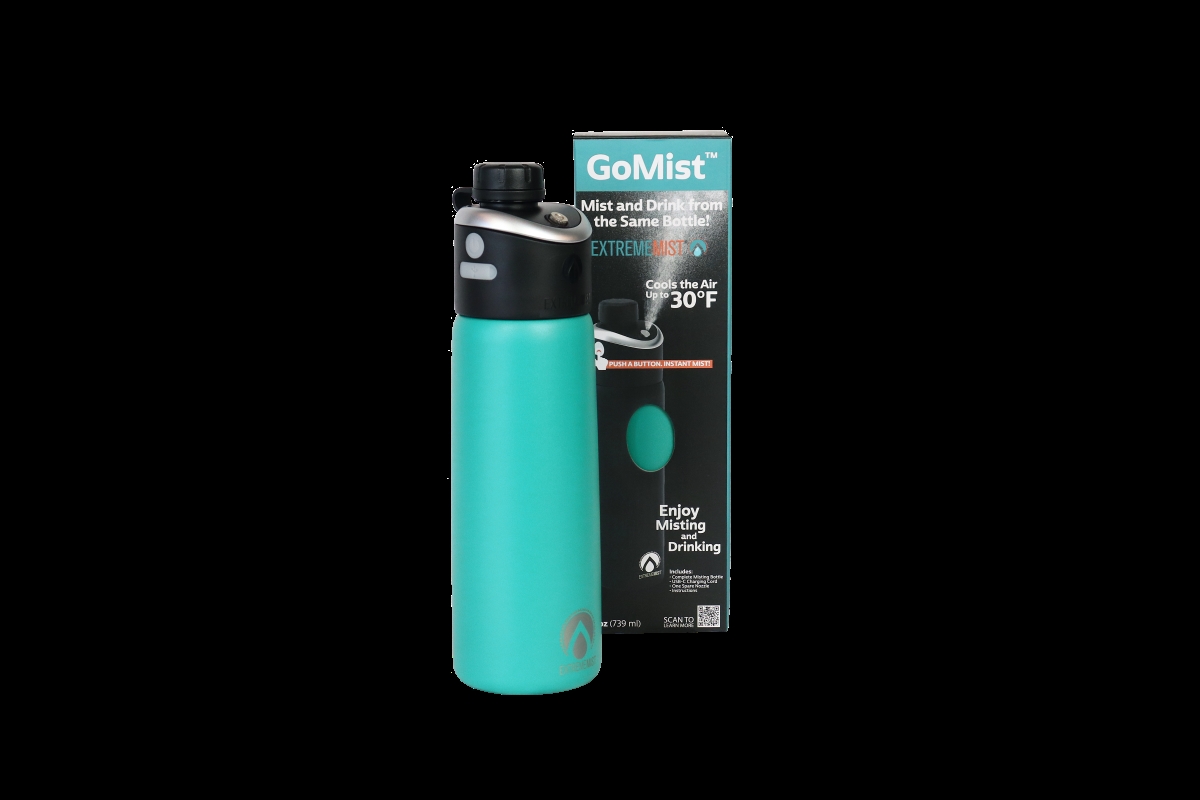 Picture of ExtremeMIST 7293474 GoMist Drinking & Misting Water Bottle - Teal 25oz