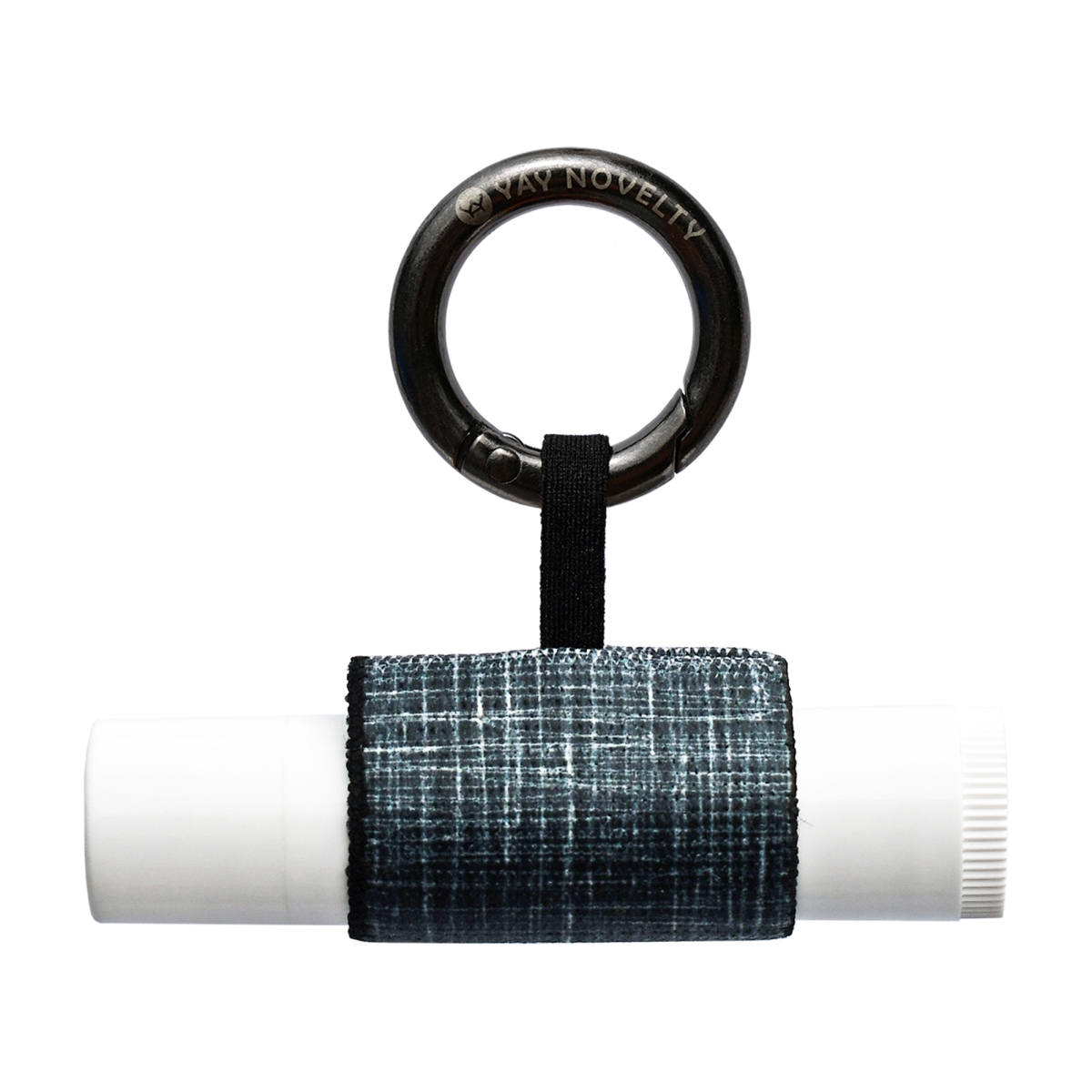 3506 Eco-Friendly Chap Stick Stylish Lip Balm Holder Keychain - Black Texture