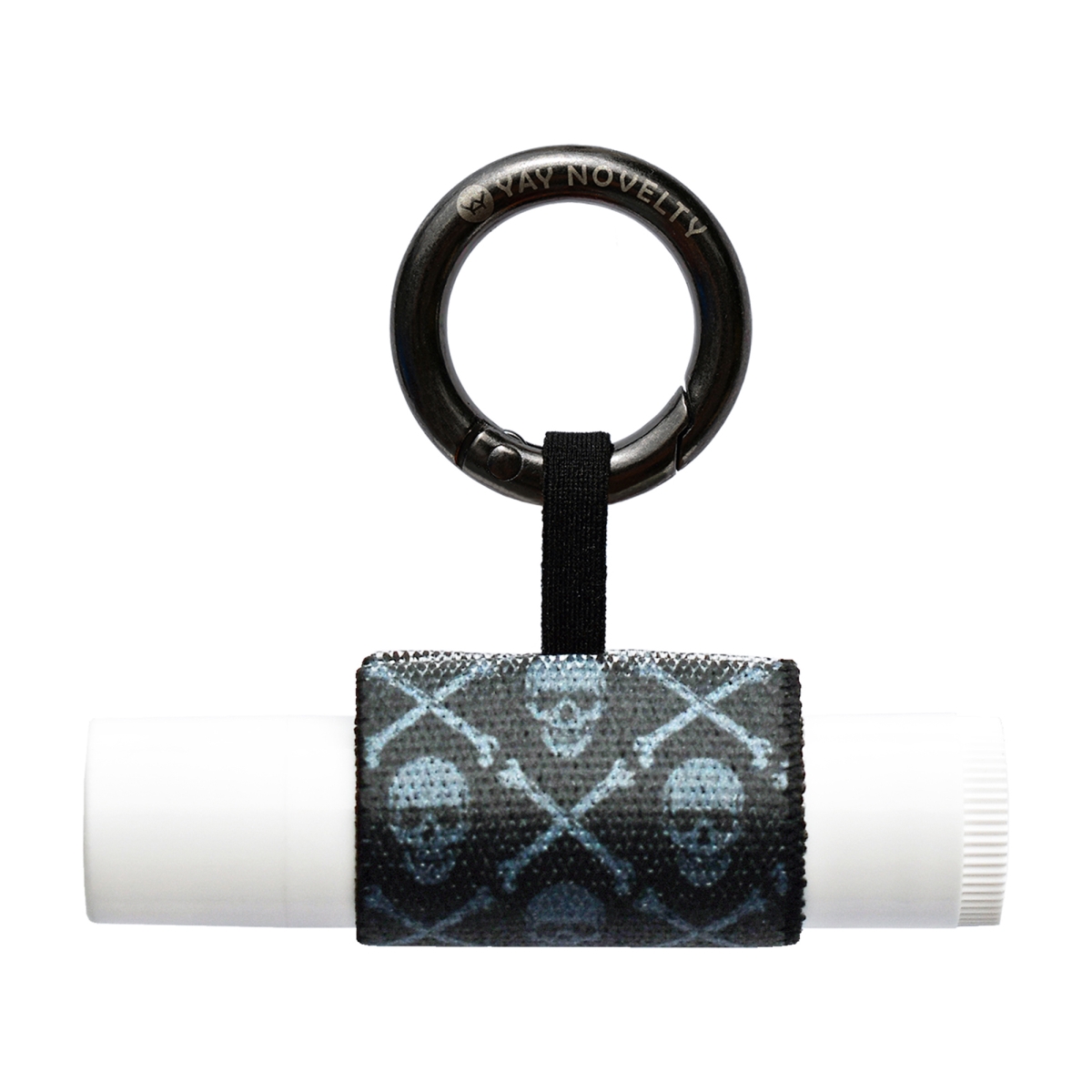 3513 Eco-Friendly Chap Stick Stylish Lip Balm Holder Keychain - Gray Skull