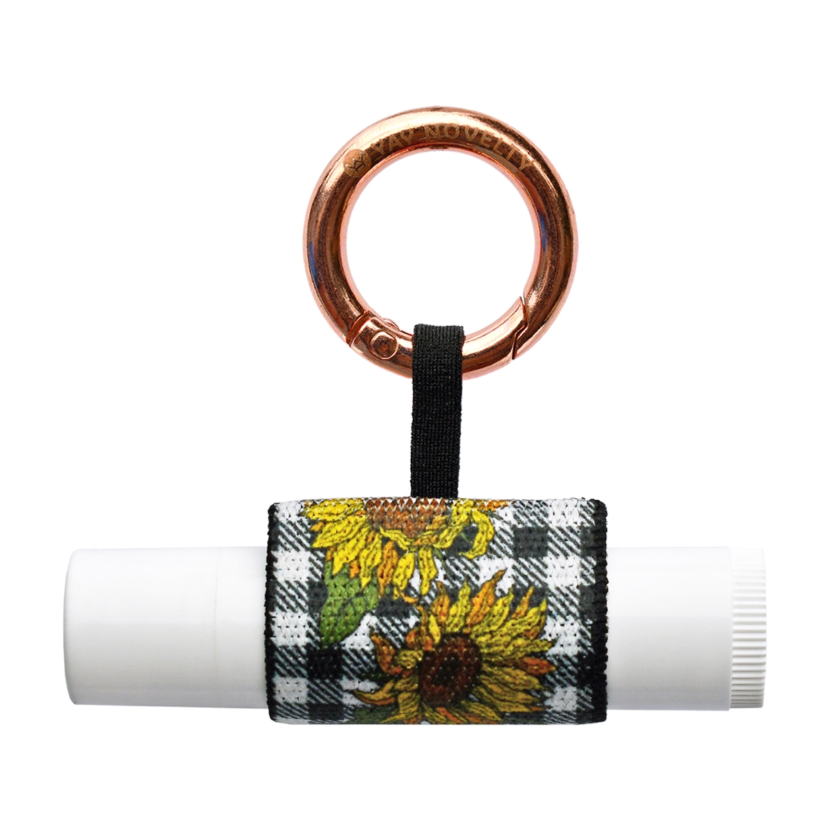 3515 Eco-Friendly Chap Stick Stylish Lip Balm Holder Keychain - Gingham Sunflower