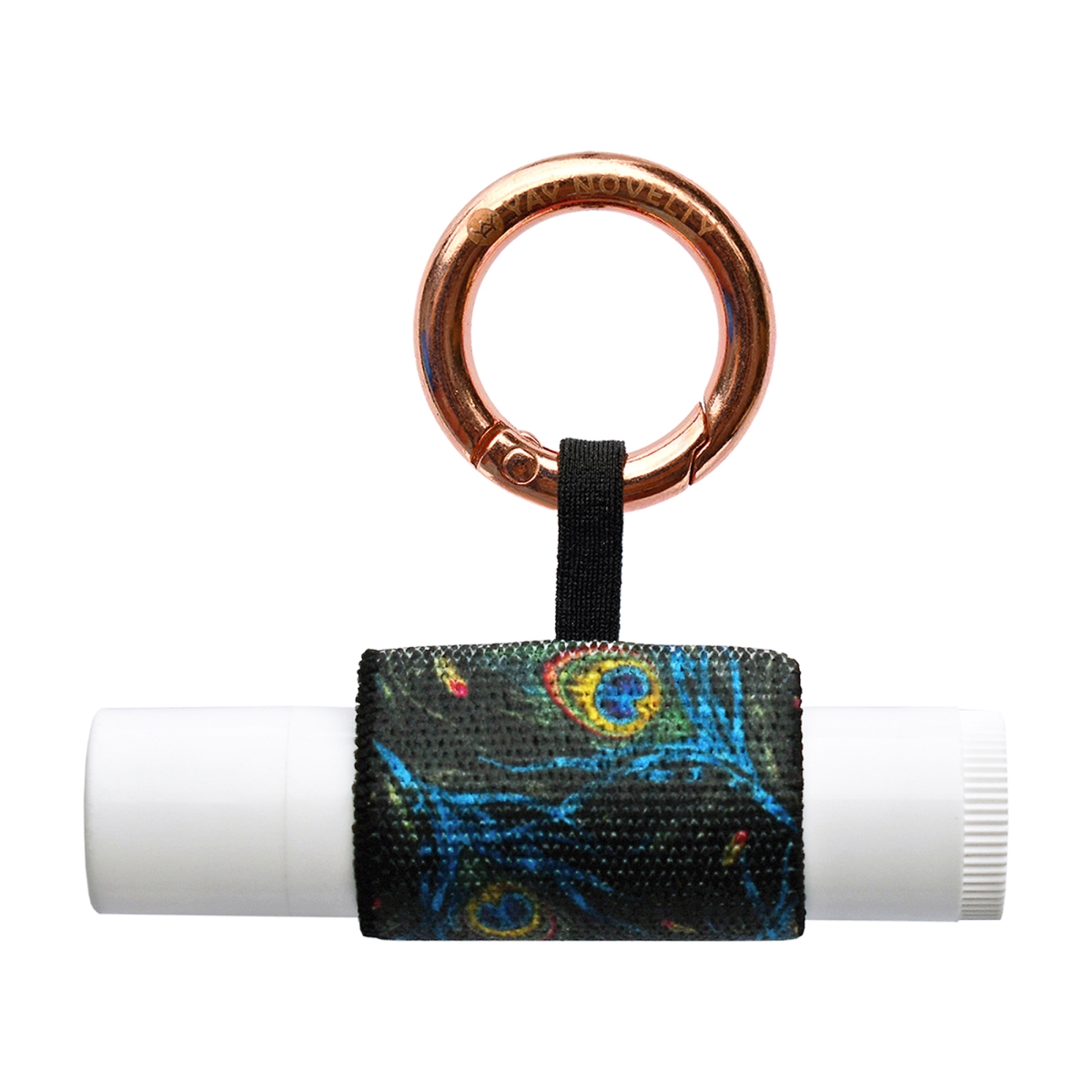 3519 Eco-Friendly Chap Stick Stylish Lip Balm Holder Keychain - Peacock