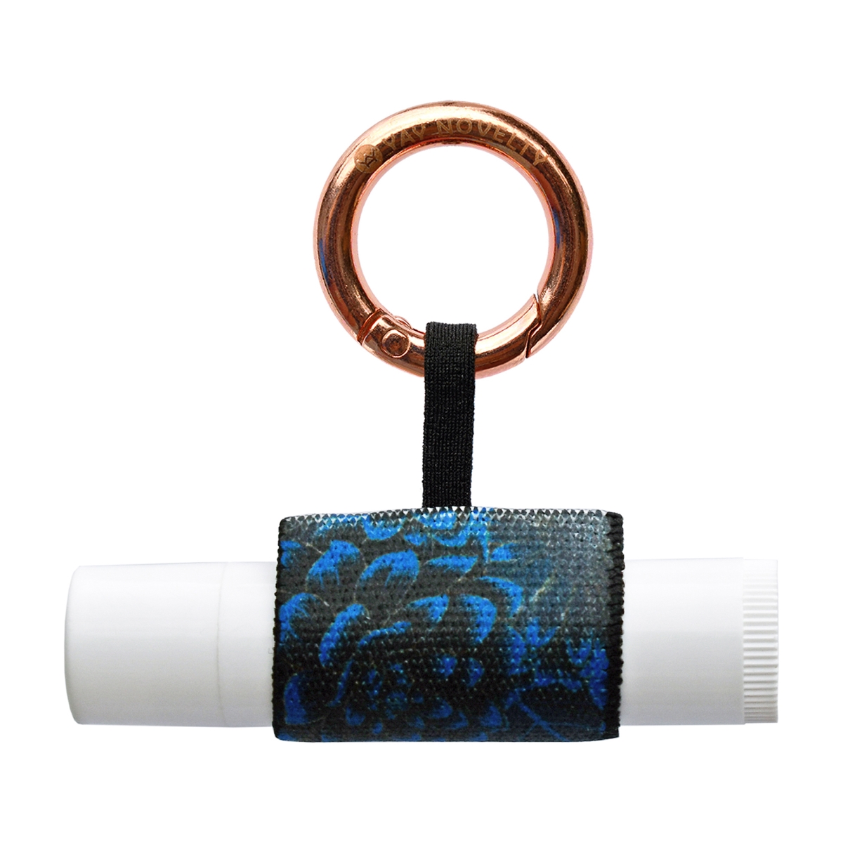 3529 Eco-Friendly Chap Stick Stylish Lip Balm Holder Keychain - Midnight Blue Flower