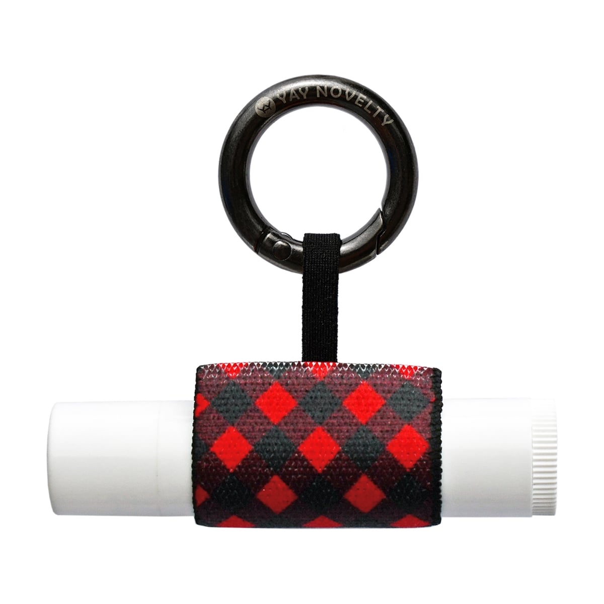 3537 Eco-Friendly Chap Stick Stylish Lip Balm Holder Keychain - Modern Buffalo Plaid