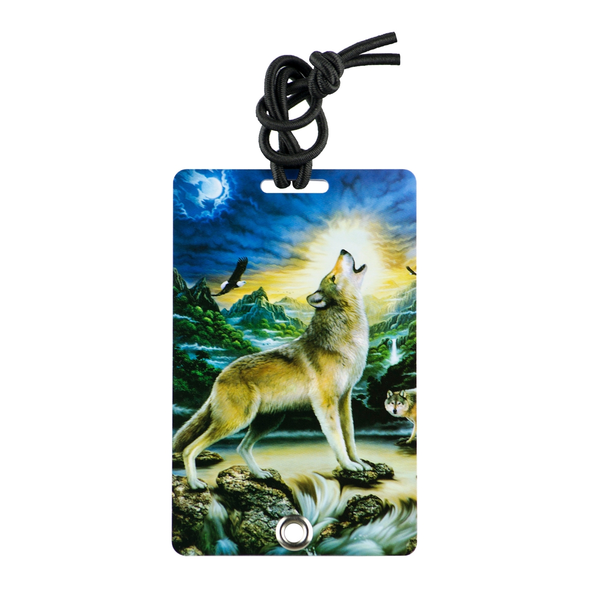 2045 Stylish & Secure Luggage Tag for Backpacks Pet Carriers & More - Howling Wolf